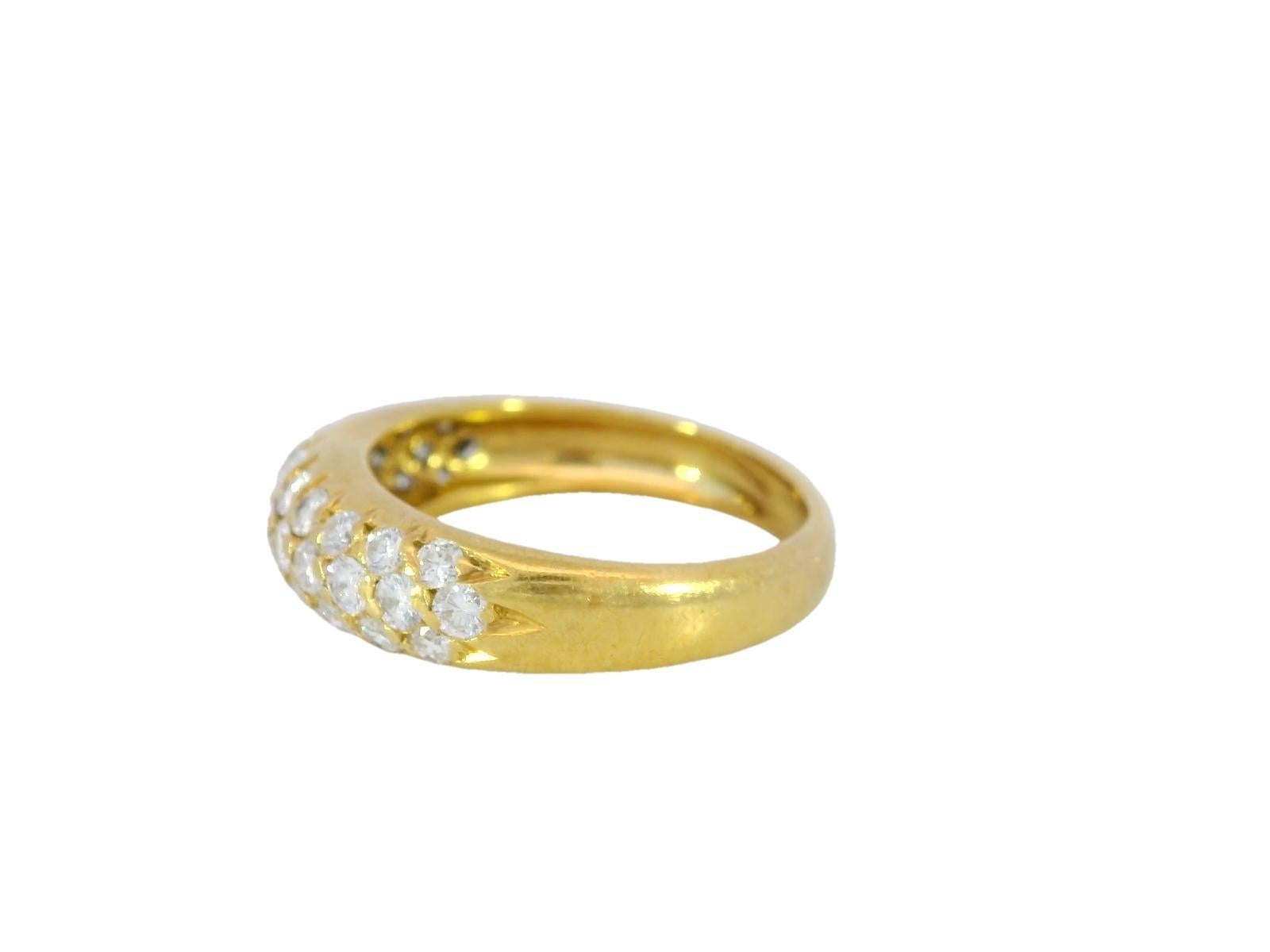 Modern Van Cleef Arpels Pave Diamond 3 Row Band Ring in 18K Yellow Gold For Sale