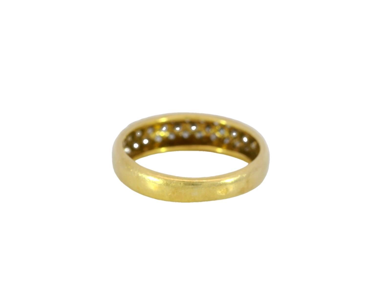 Round Cut Van Cleef Arpels Pave Diamond 3 Row Band Ring in 18K Yellow Gold For Sale