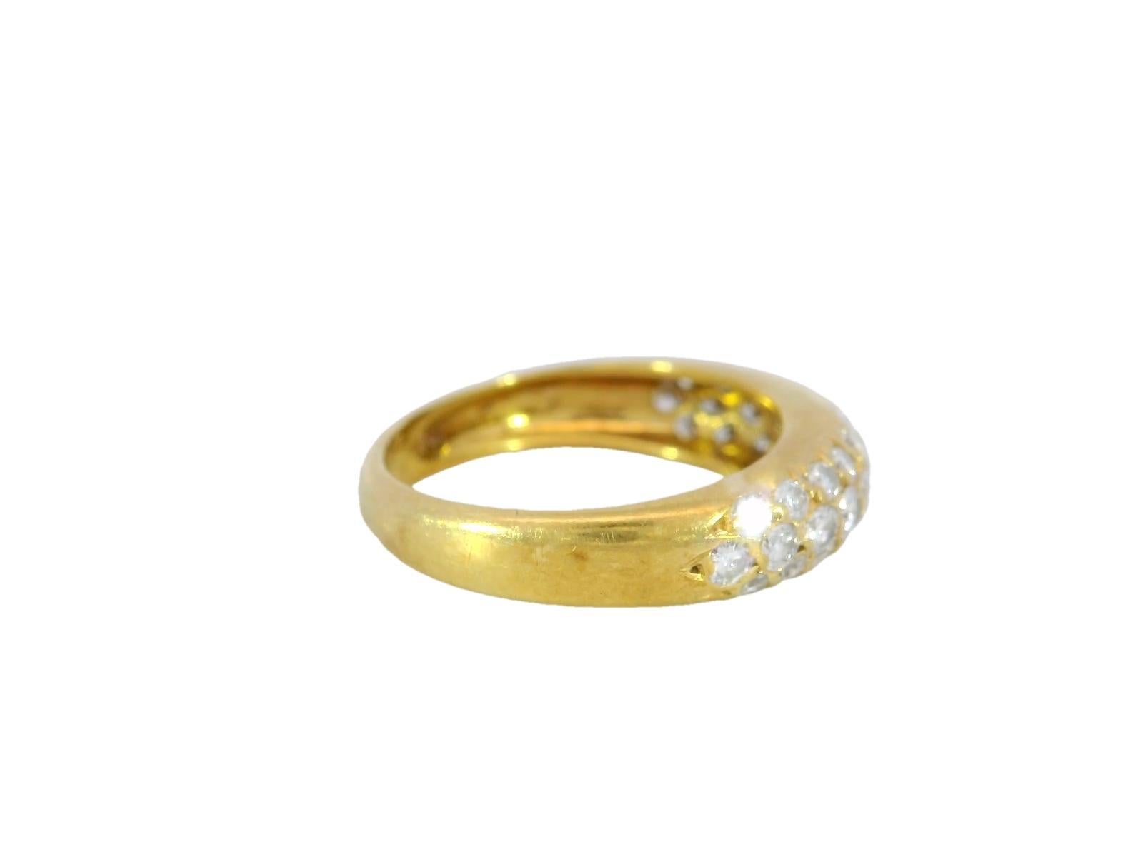 Van Cleef Arpels Pave Diamond 3 Row Band Ring in 18K Yellow Gold In Excellent Condition For Sale In Fairfield, CT