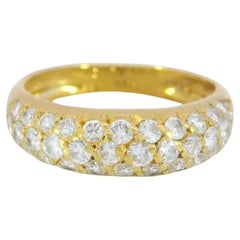 Van Cleef Arpels Pave Diamond 3 Row Band Ring in 18K Yellow Gold
