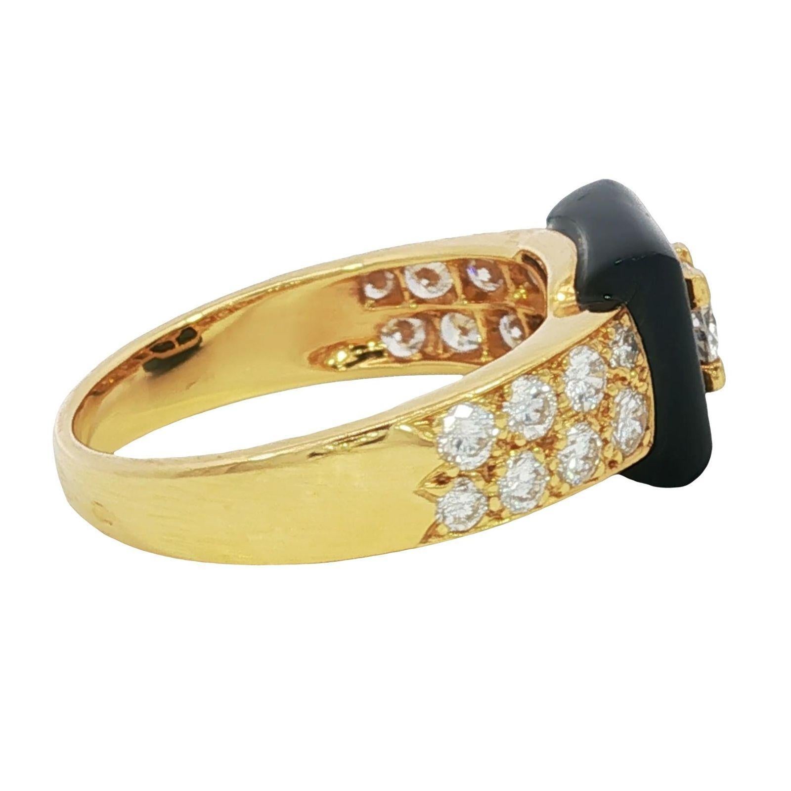 Van Cleef & Arpels Pave Diamant Schwarz Onyx Band Ring 18K Gelbgold Größe 7 im Angebot 5
