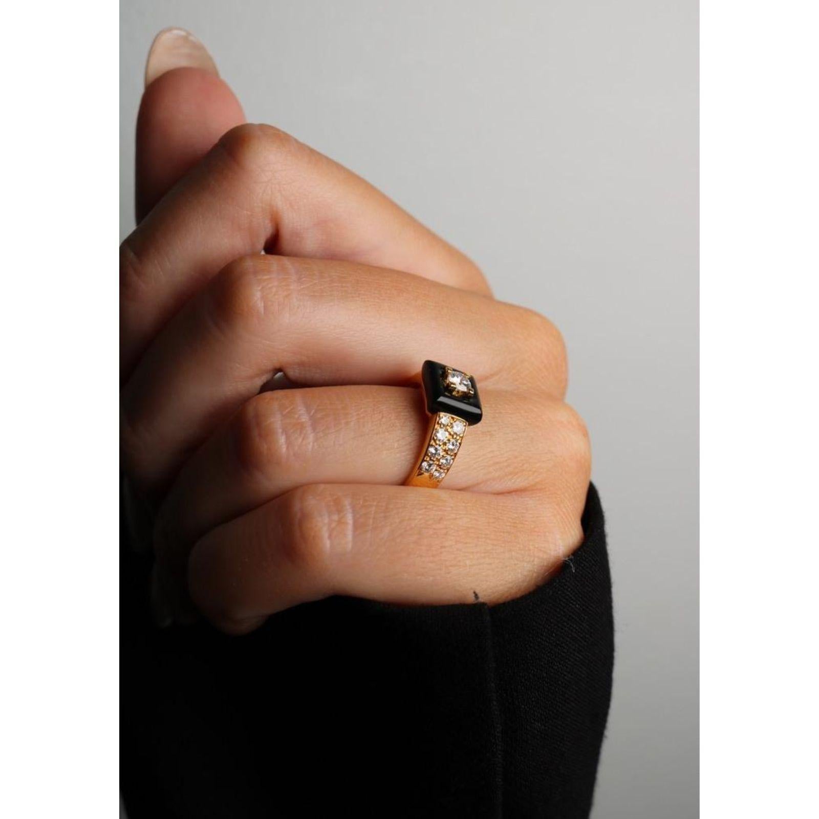 Van Cleef & Arpels Pave Diamant Schwarz Onyx Band Ring 18K Gelbgold Größe 7 im Angebot 10