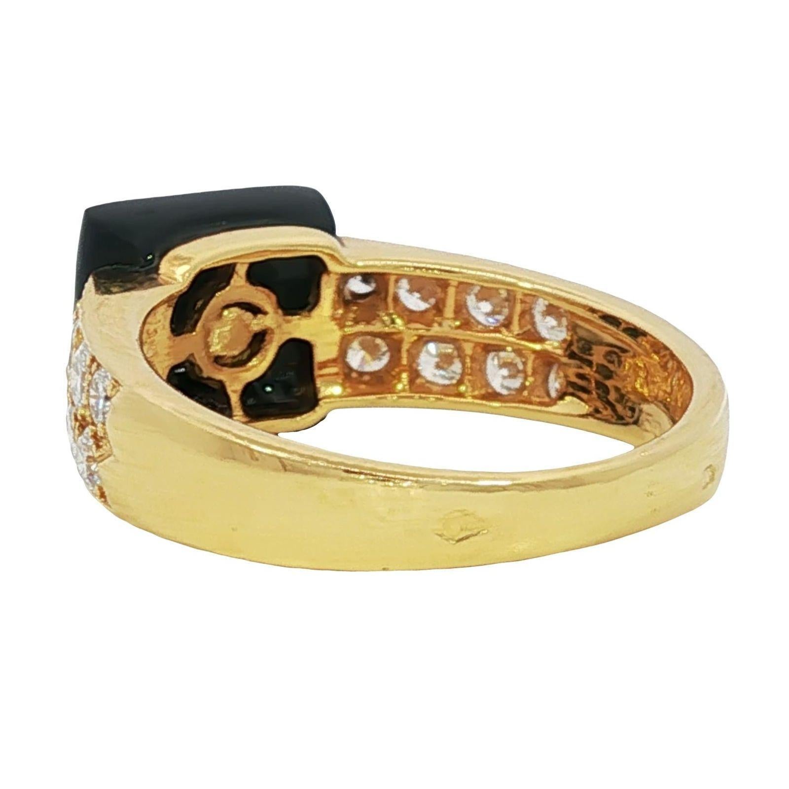 Van Cleef & Arpels Pave Diamant Schwarz Onyx Band Ring 18K Gelbgold Größe 7 im Angebot 3