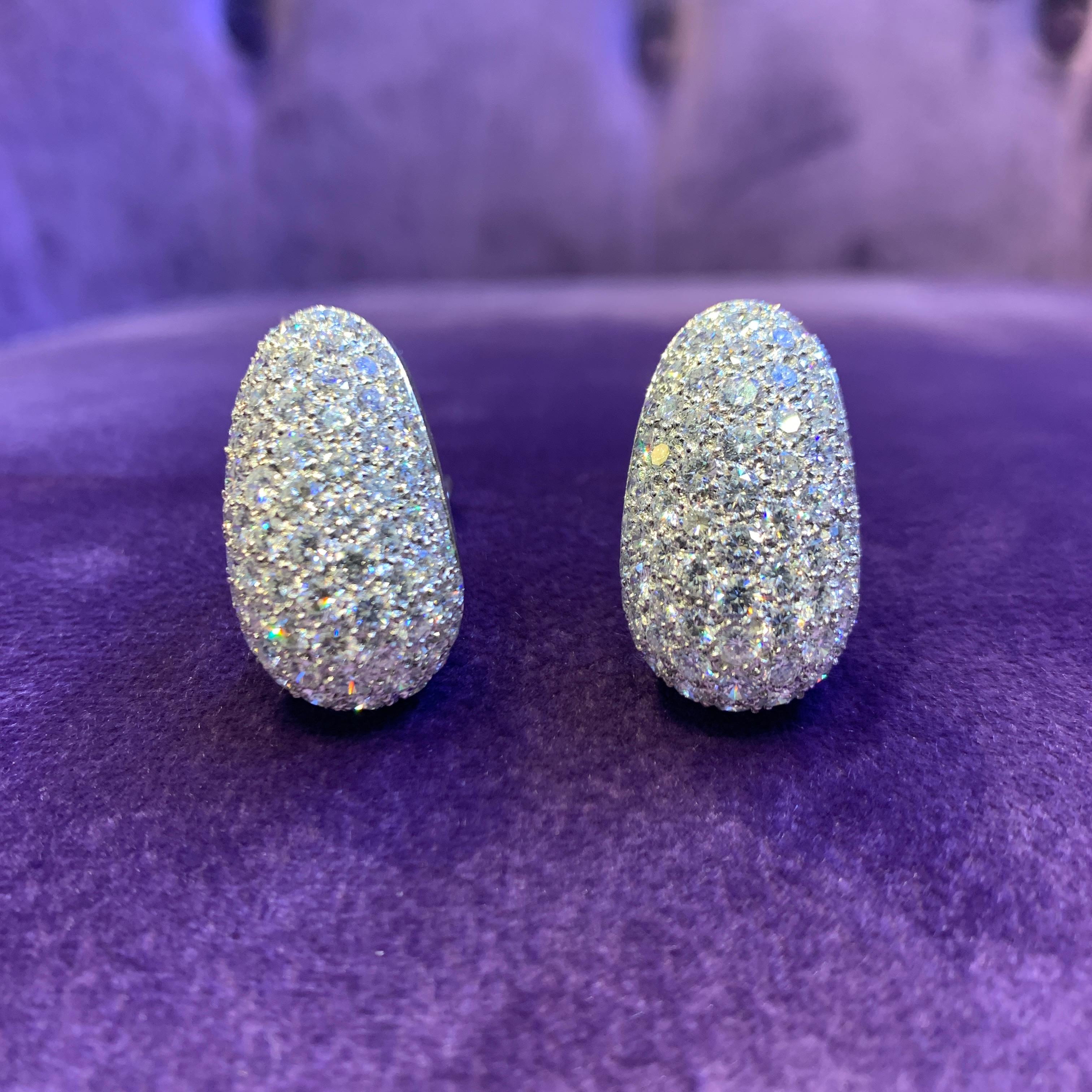 Round Cut Van Cleef & Arpels Pave Diamond Earrings For Sale