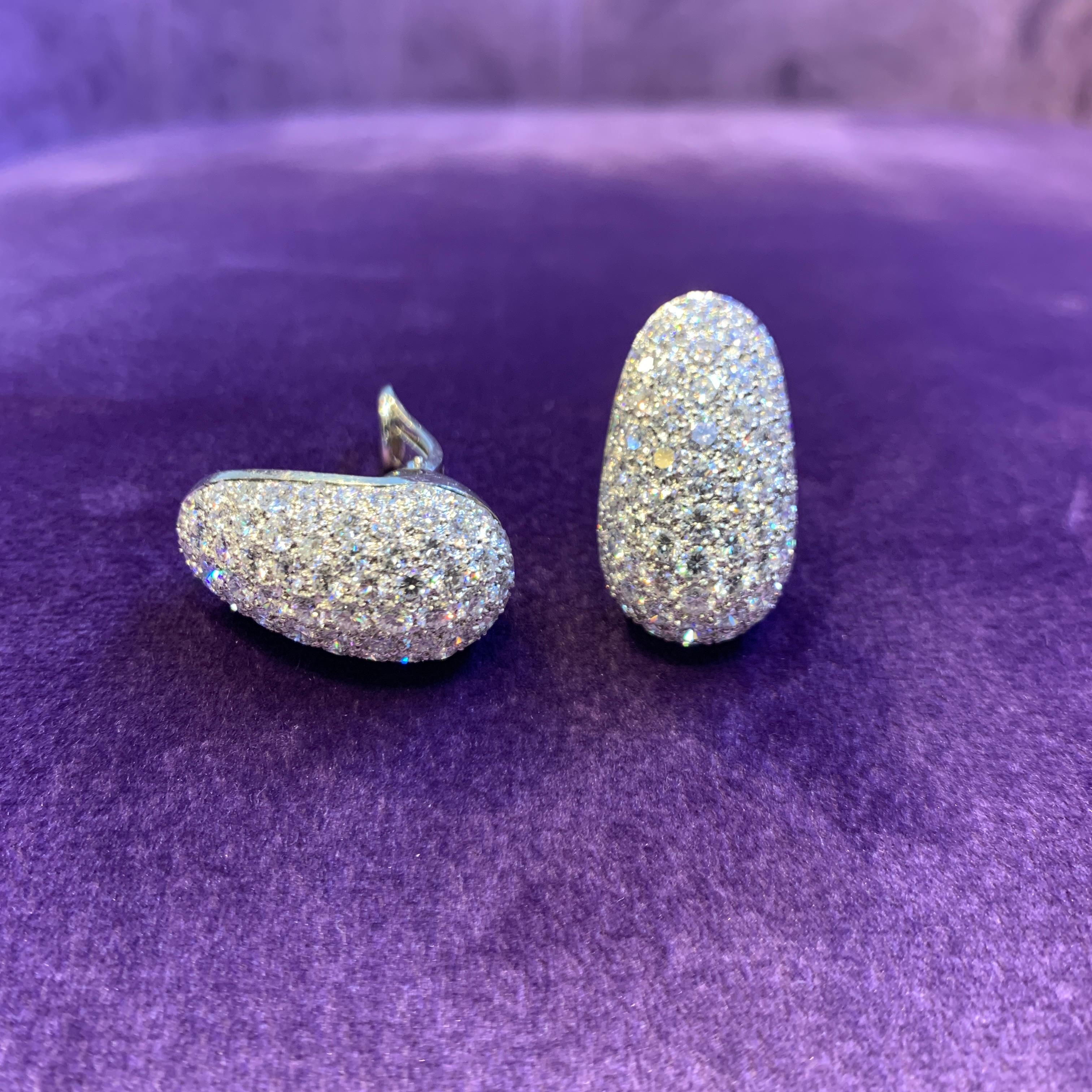 Van Cleef & Arpels Pave Diamond Earrings In Excellent Condition For Sale In New York, NY