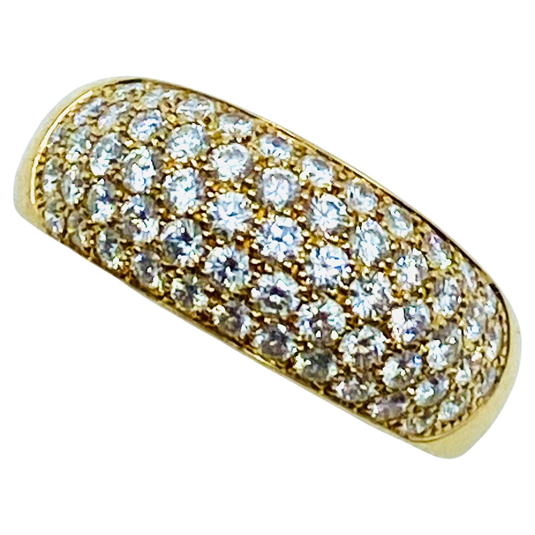 Round Cut Van Cleef & Arpels Pave Diamond Gold Dome Ring For Sale