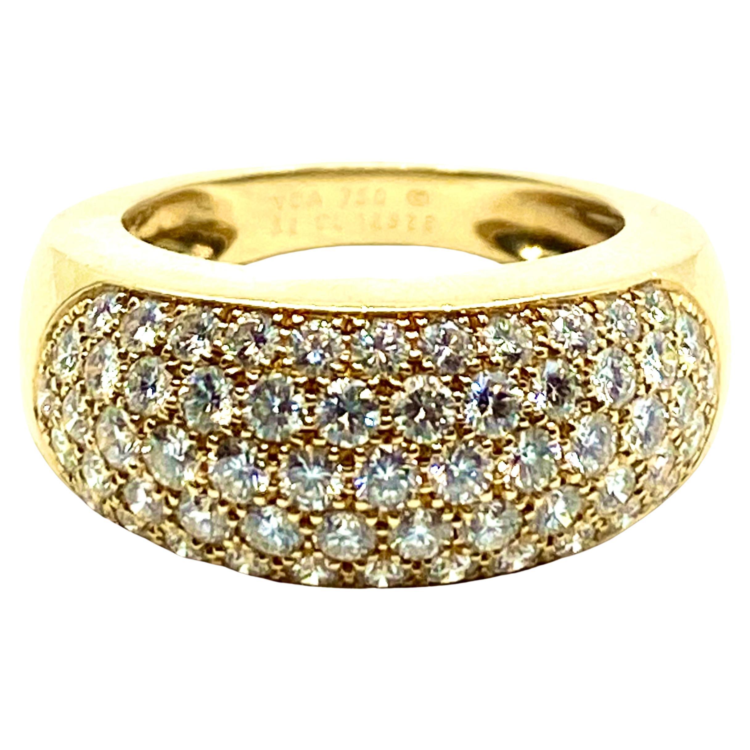 Van Cleef & Arpels Pave Diamond Gold Dome Ring In Excellent Condition For Sale In Beverly Hills, CA