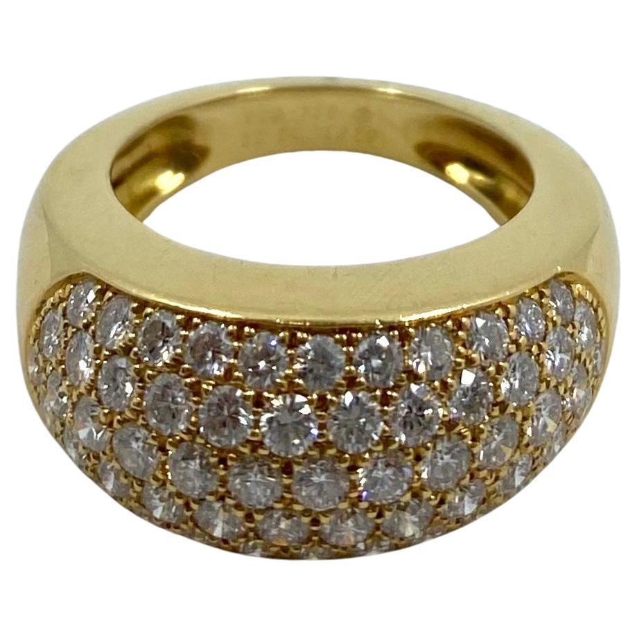 Van Cleef & Arpels Pave Diamond Gold Dome Ring For Sale 2