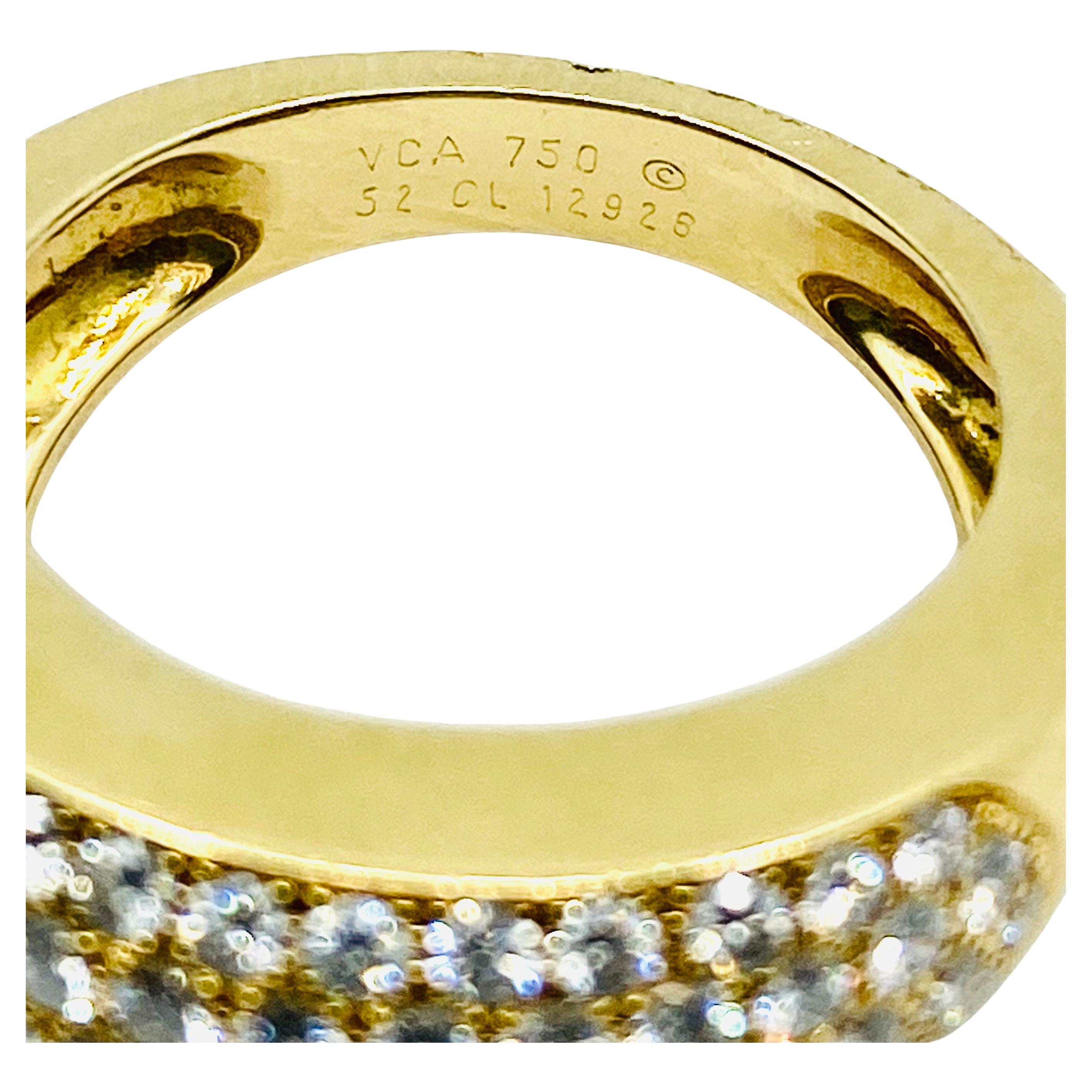 Van Cleef & Arpels Pave Diamond Gold Dome Ring For Sale 4