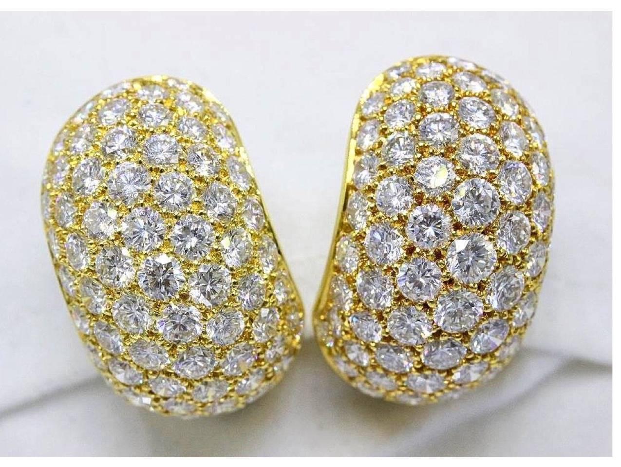 Van Cleef & Arpels Pave Diamond Gold Huggie Earrings  5