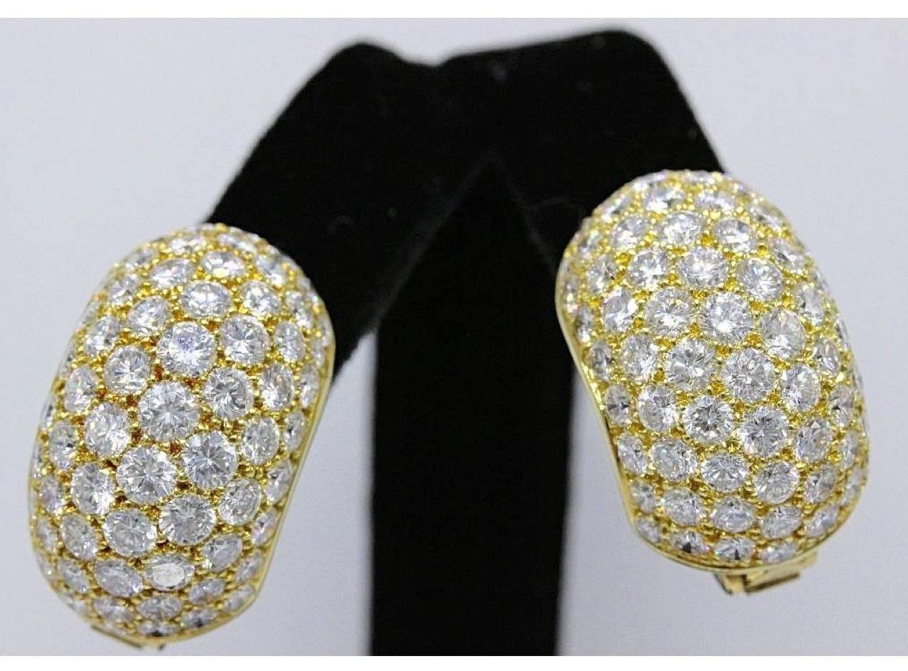 Van Cleef & Arpels Pave Diamond Gold Huggie Earrings  1