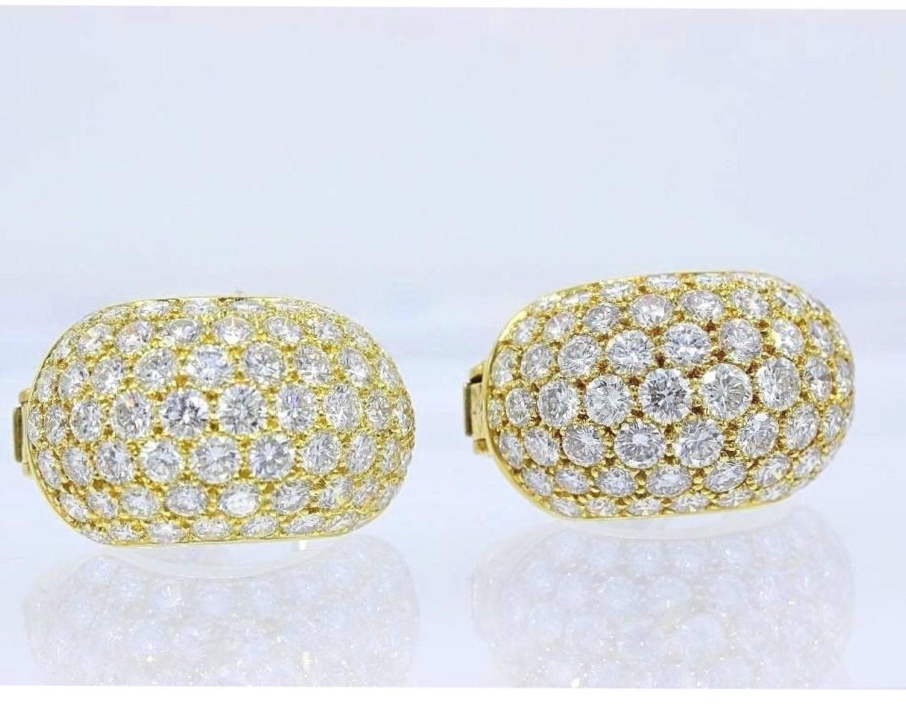 Van Cleef & Arpels Pave Diamond Gold Huggie Earrings  2