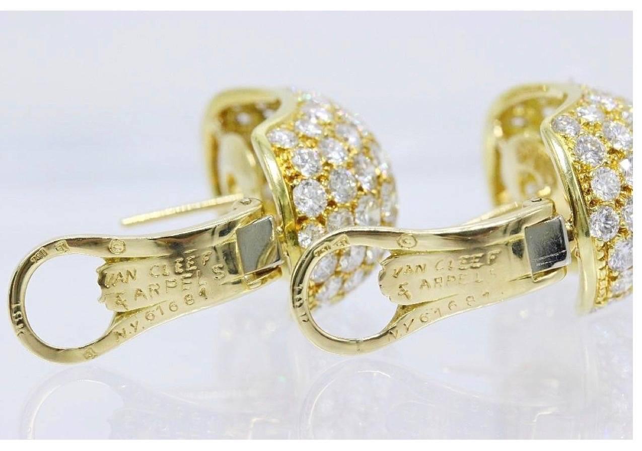 Van Cleef & Arpels Pave Diamond Gold Huggie Earrings  3