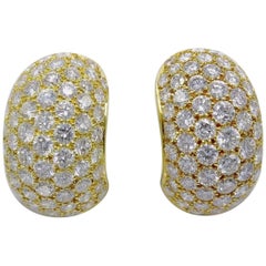 Van Cleef & Arpels Pave Diamond Gold Huggie Earrings 