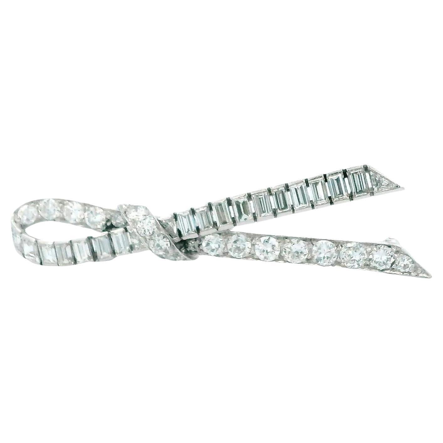 Van Cleef & Arpels Pave Diamond Ribbon Pin Brooch