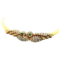 Van Cleef & Arpels Pave Lovebirds Tubogas 18K Yellow Gold Necklace
