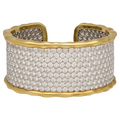 Van Cleef & Arpels Pavé Set Diamond and 18ct Yellow Gold Hinged Cuff Bracelet