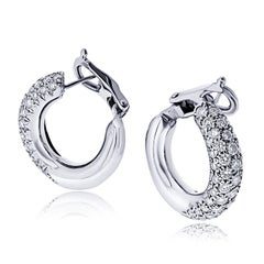 Van Cleef & Arpels 18K White Gold Diamond Hoop Earrings, 1980s