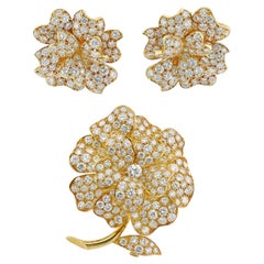 Van Cleef & Arpels Pavot Diamond Brooch & Earrings Set