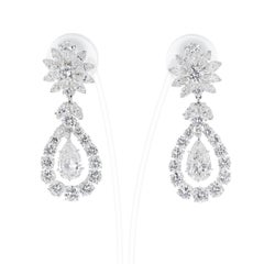 Van Cleef & Arpels Pear Shape Diamond Dangling Earrings, Detachable, Platinum