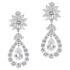 Van Cleef & Arpels Pear Shape Diamond Dangling Earrings, Detachable, Platinum