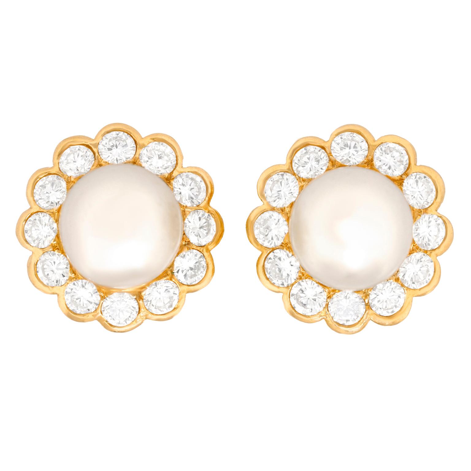 Van Cleef & Arpels Pearl and Diamond Earrings For Sale 4