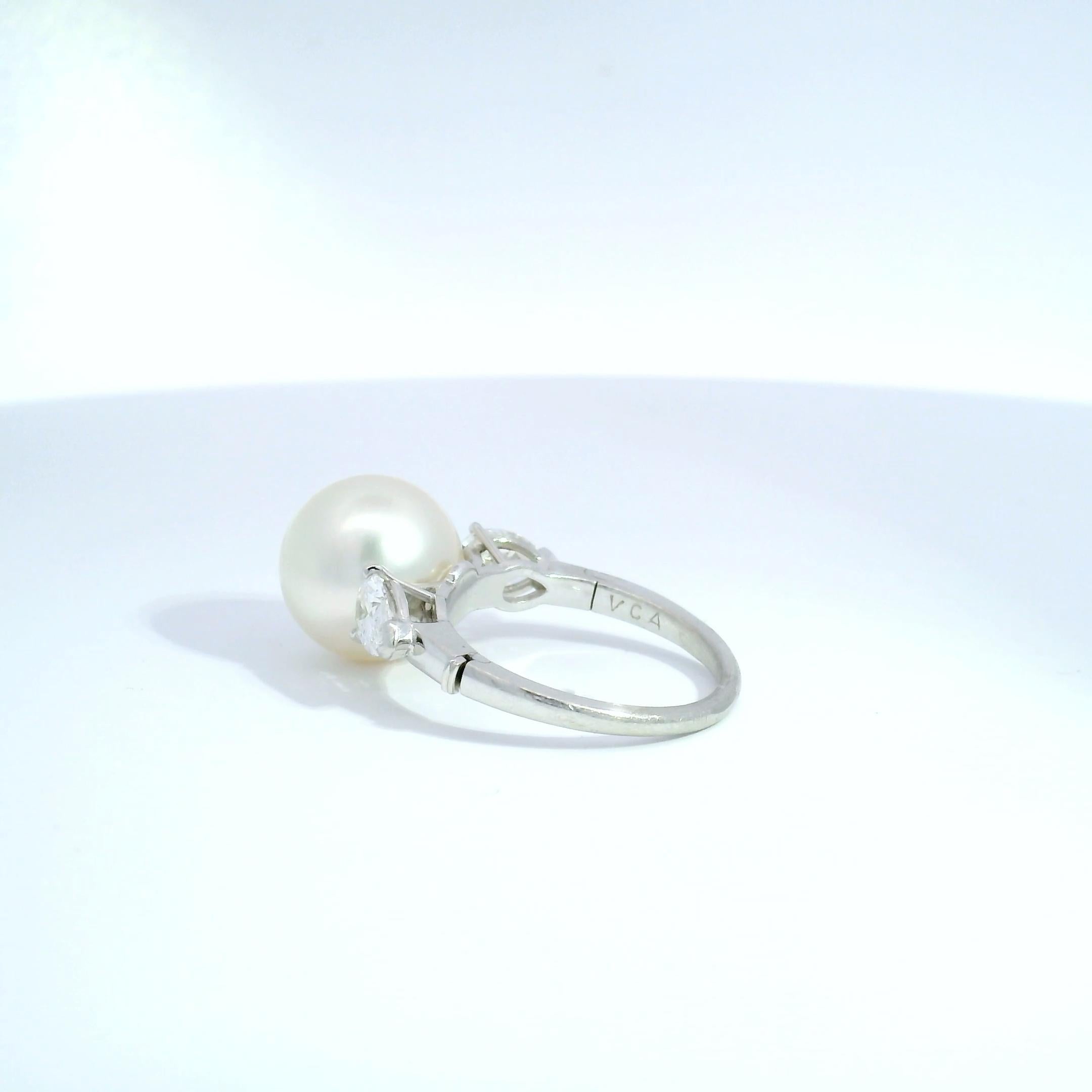 Women's Van Cleef & Arpels Pearl and Diamond Ring For Sale