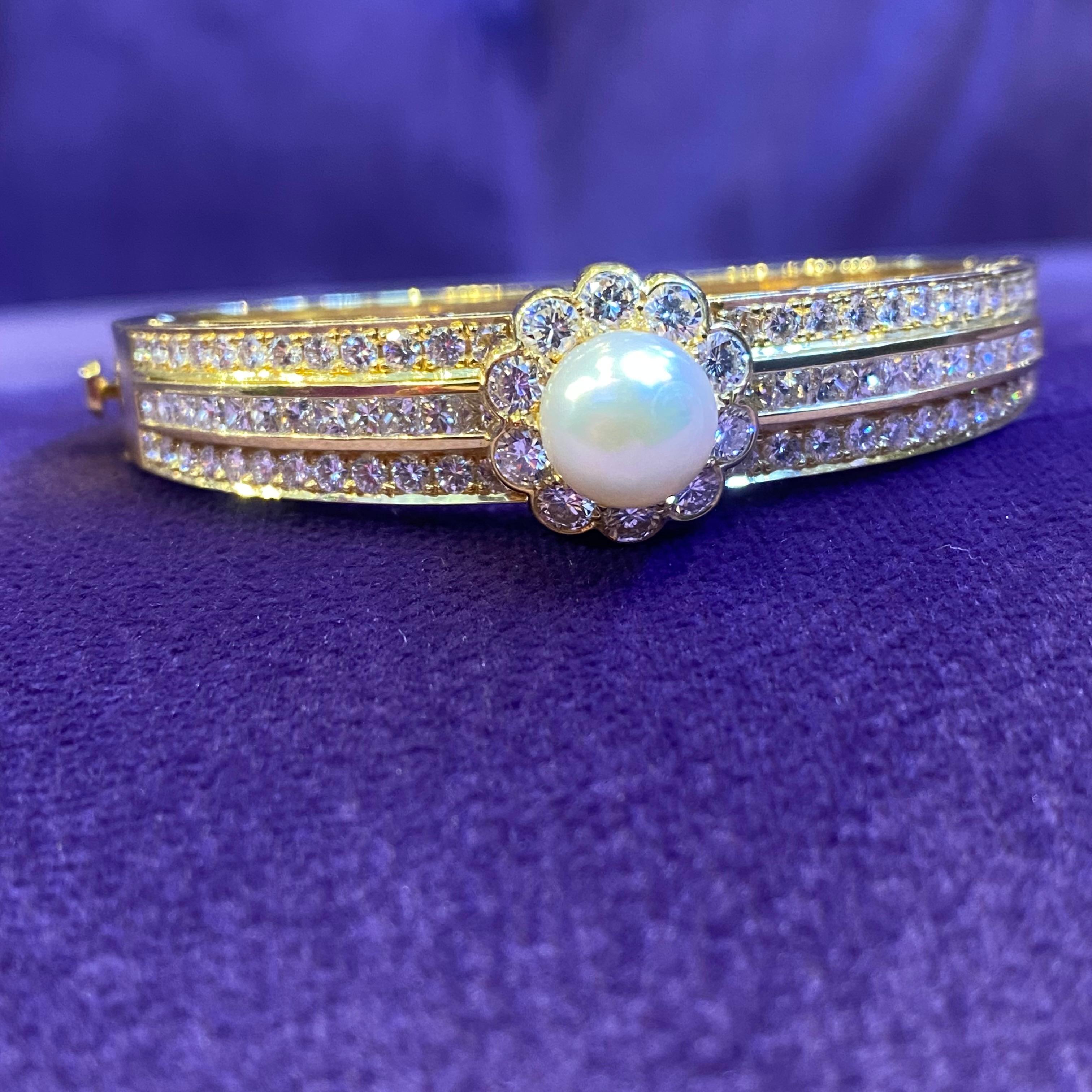 Van Cleef & Arpels Bracelet en perles et diamants en vente 4