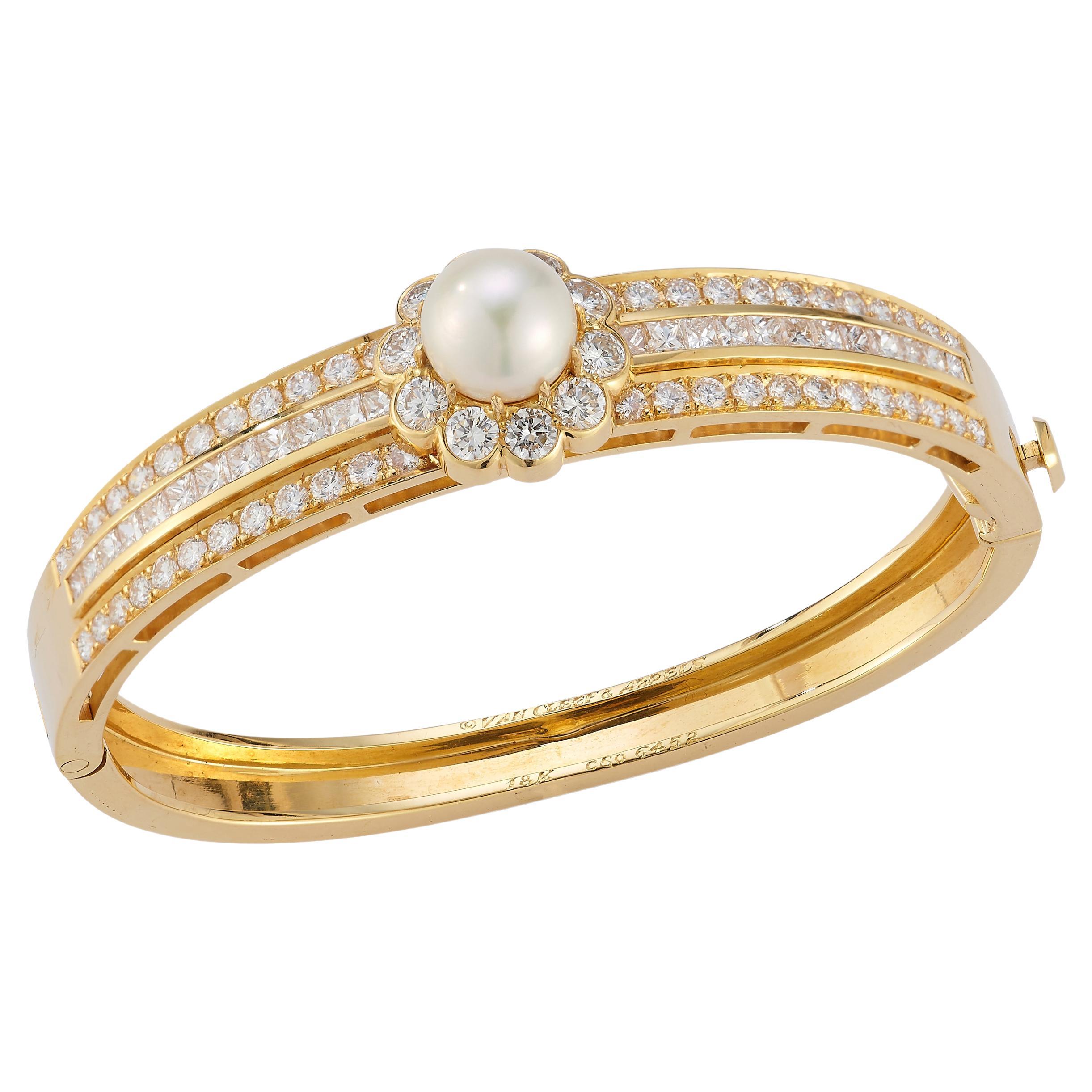 Van Cleef & Arpels Bracelet en perles et diamants en vente