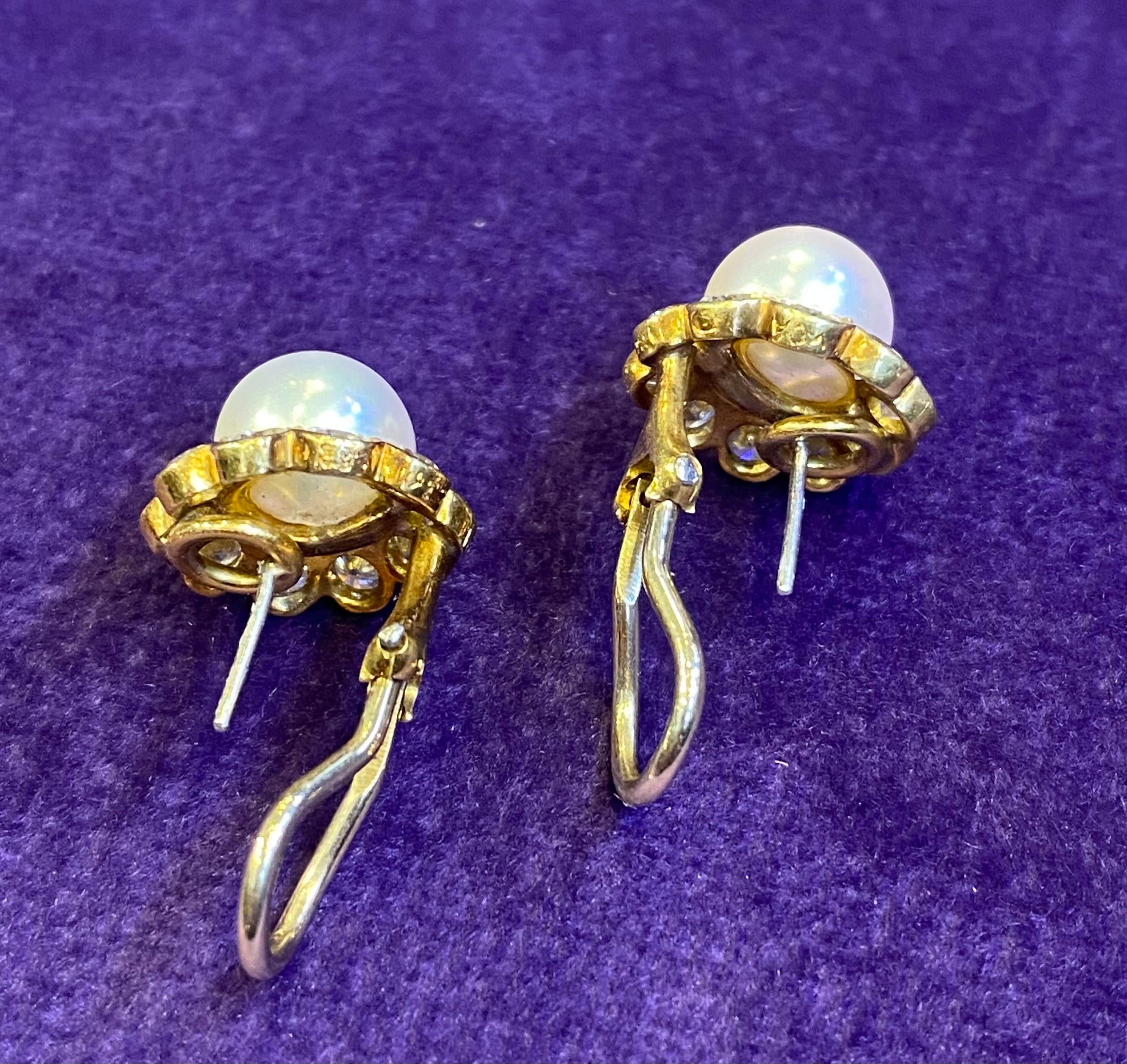Van Cleef & Arpels Pearl & Diamond Earrings For Sale 5
