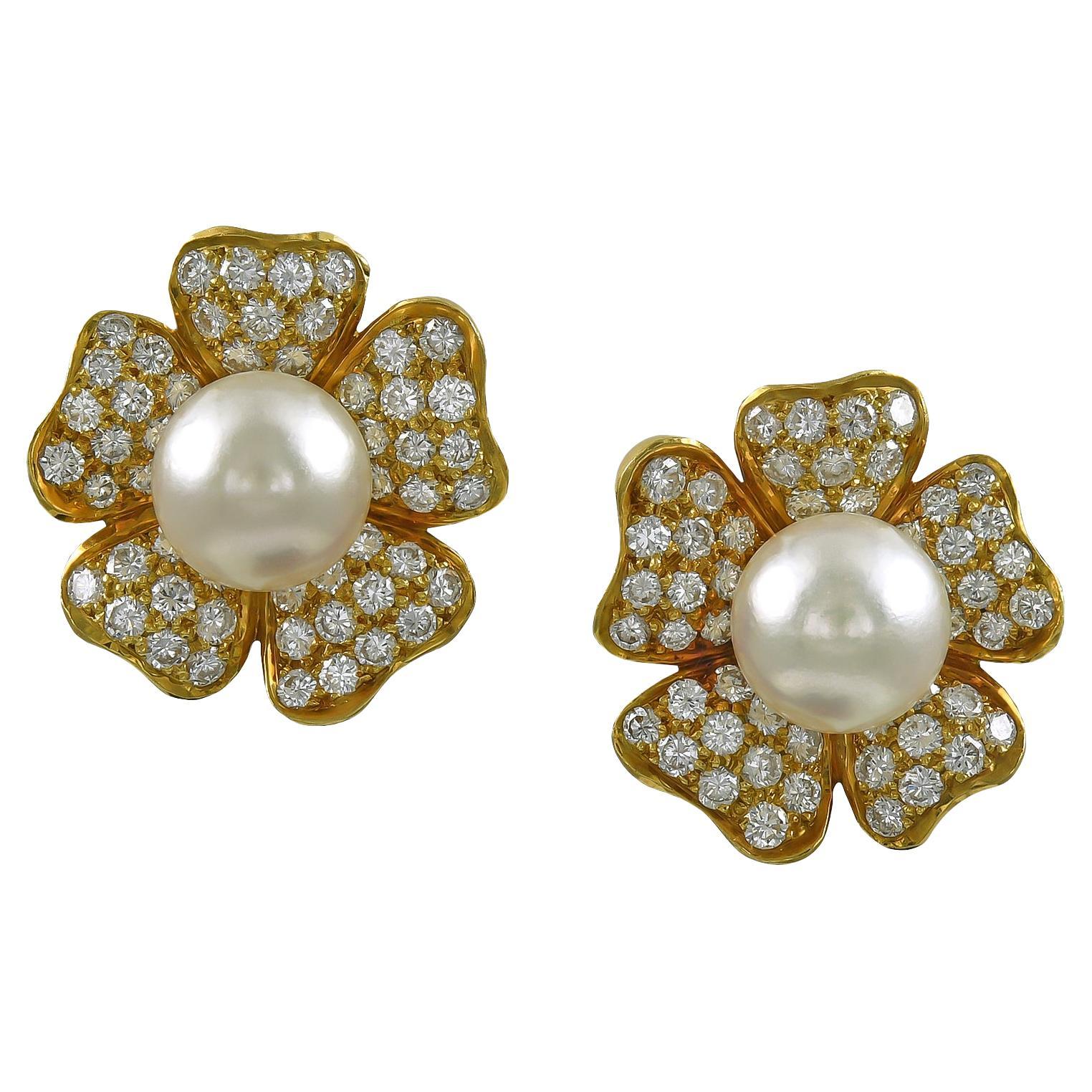 Van Cleef & Arpels Pearl Diamond Earrings