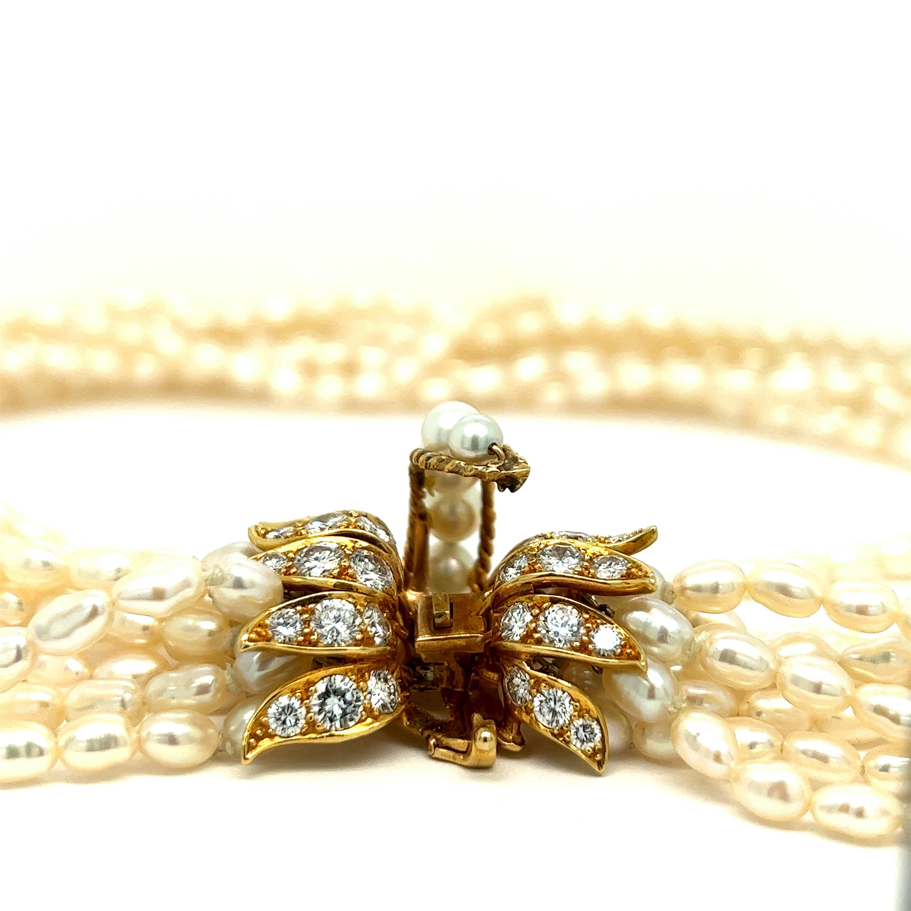 Van Cleef & Arpels Perlen-Diamant-Halskette im Angebot 1
