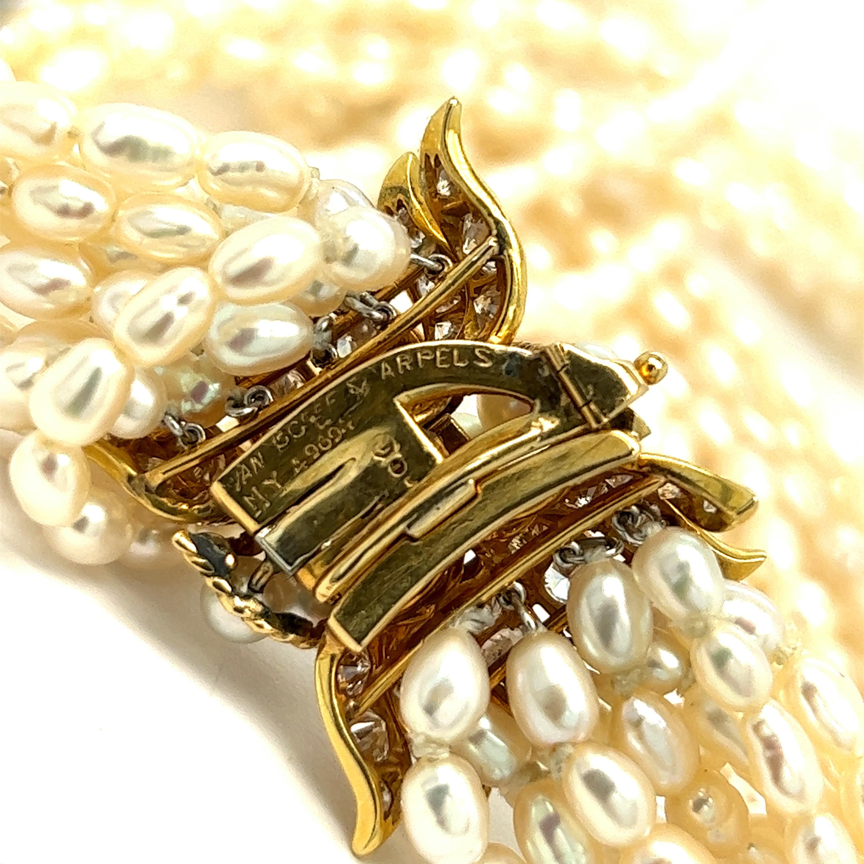 Van Cleef & Arpels Perlen-Diamant-Halskette im Angebot 2