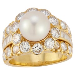 Used Van Cleef & Arpels Pearl & Diamond Ring 