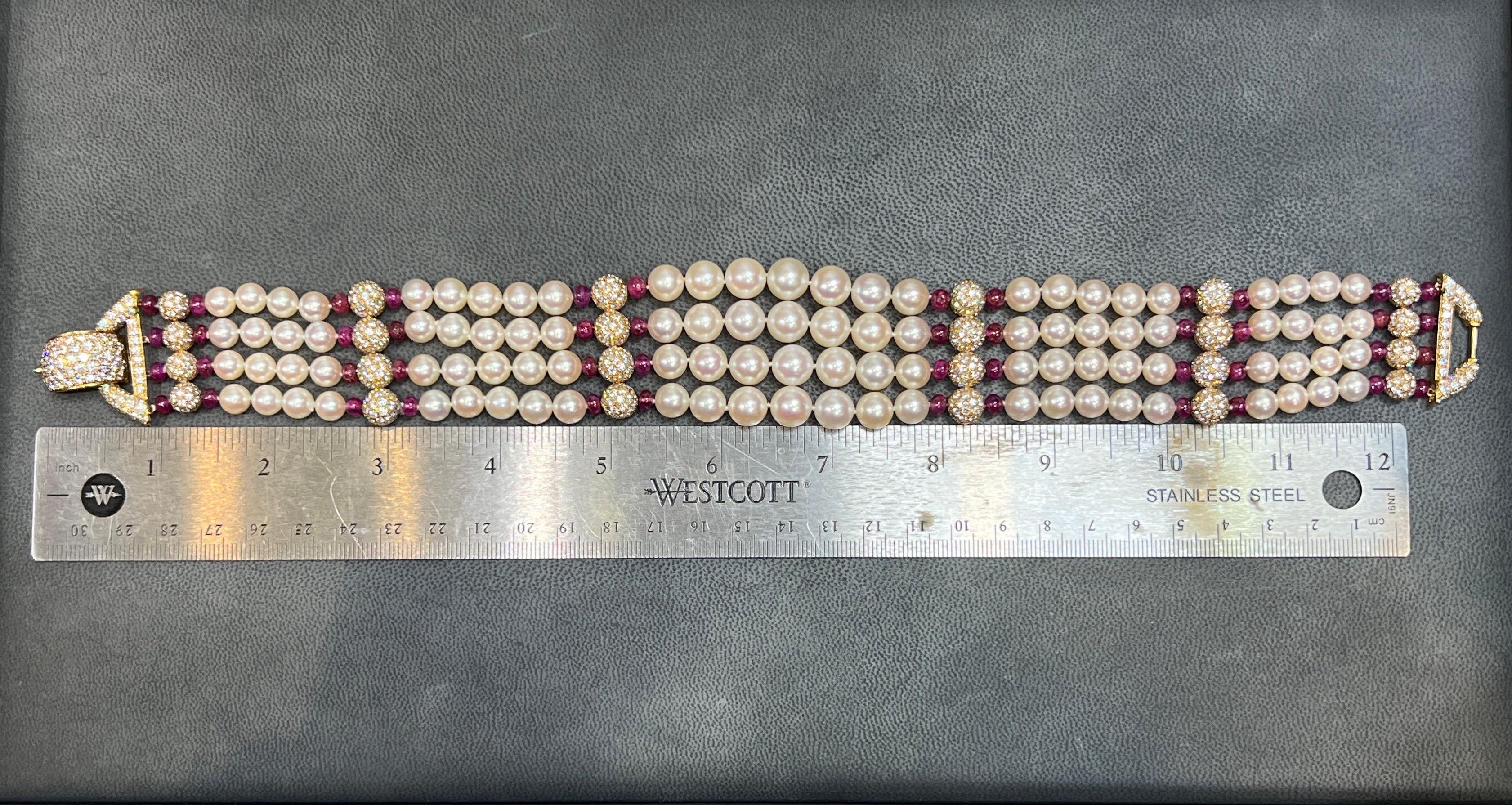 Van Cleef & Arpels Pearl Ruby And Diamond Choker For Sale 6