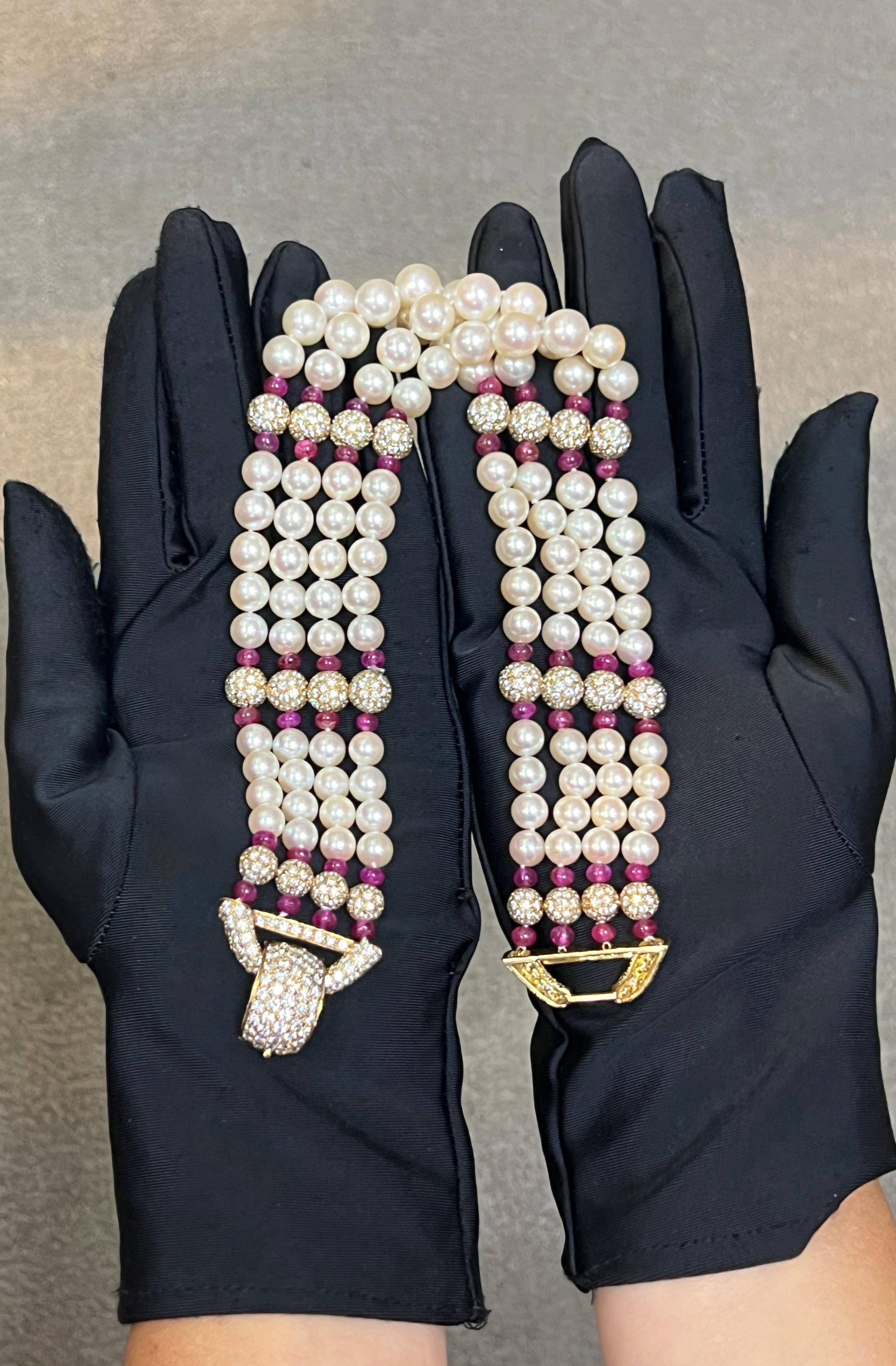 Women's Van Cleef & Arpels Pearl Ruby And Diamond Choker For Sale