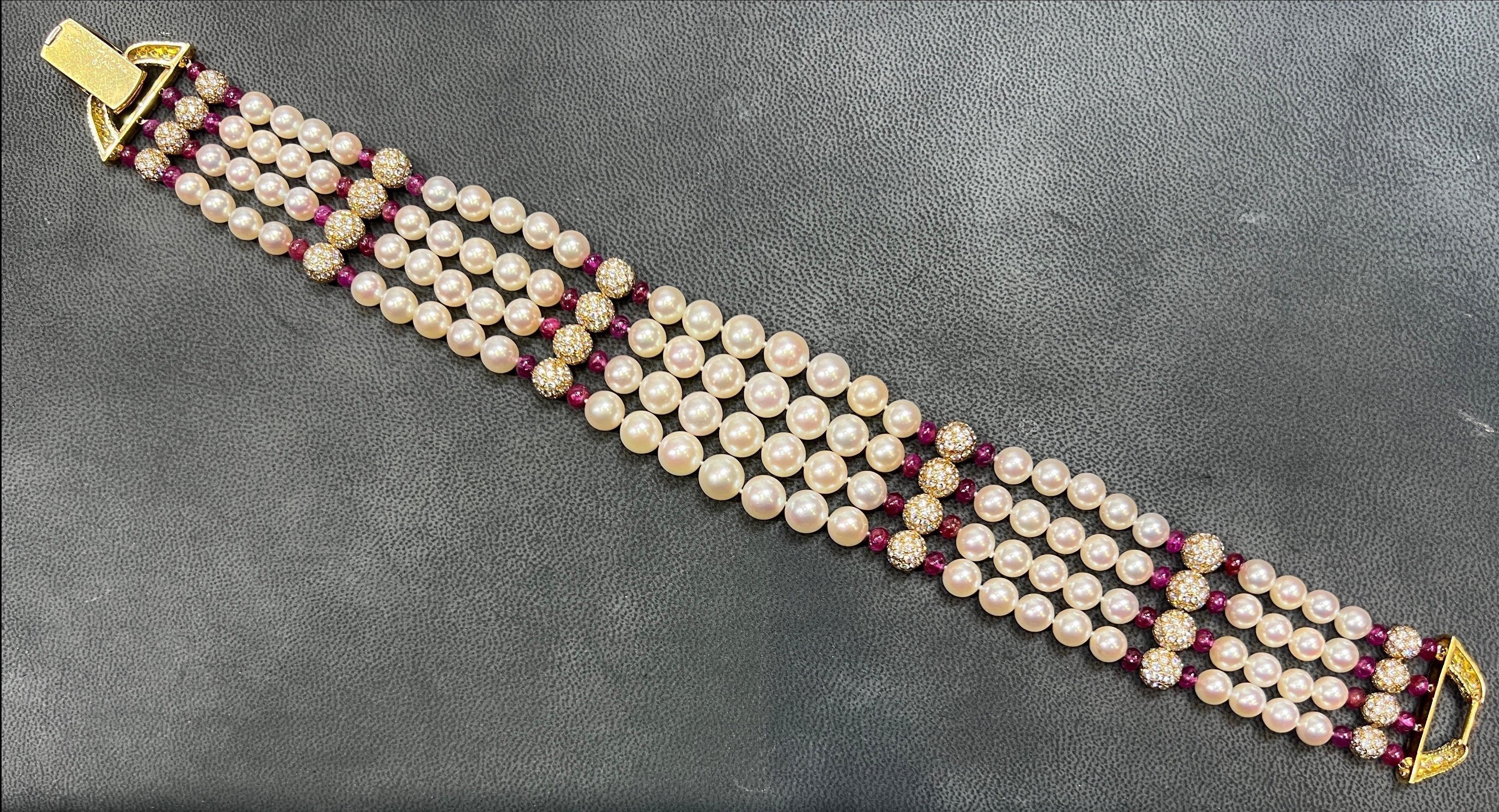 Van Cleef & Arpels Pearl Ruby And Diamond Choker For Sale 3