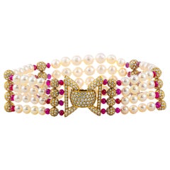 Van Cleef & Arpels Pearl Ruby And Diamond Choker
