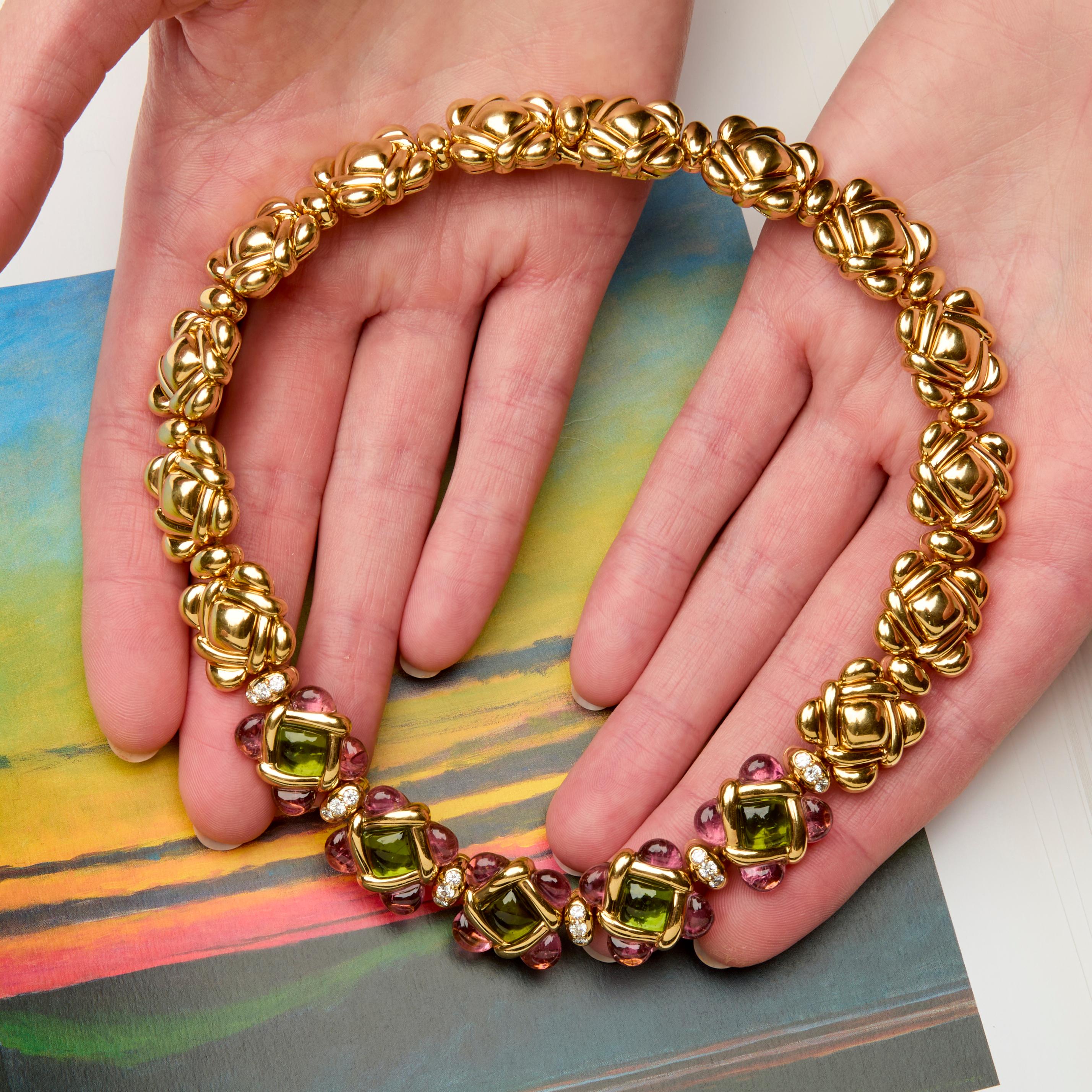 Collana Van Cleef & Arpels con peridoto, tormalina rosa e diamanti In condizioni buone in vendita a Weston, MA