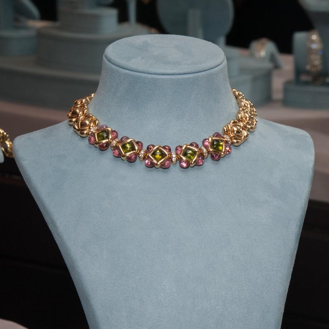 Van Cleef & Arpels Peridot, Pink Tourmaline and Diamond Necklace For Sale 2