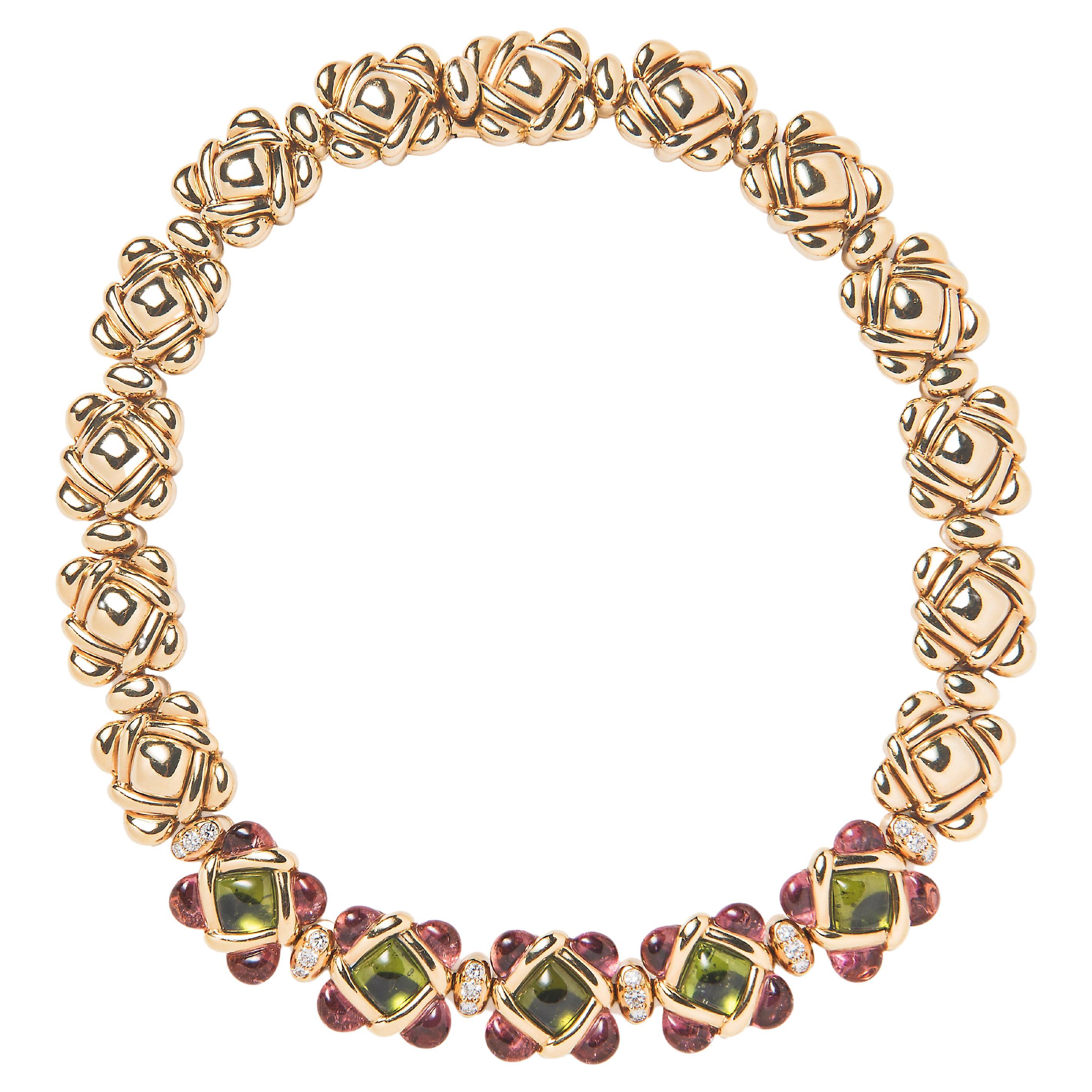 Van Cleef & Arpels Peridot, Pink Tourmaline And Diamond Necklace