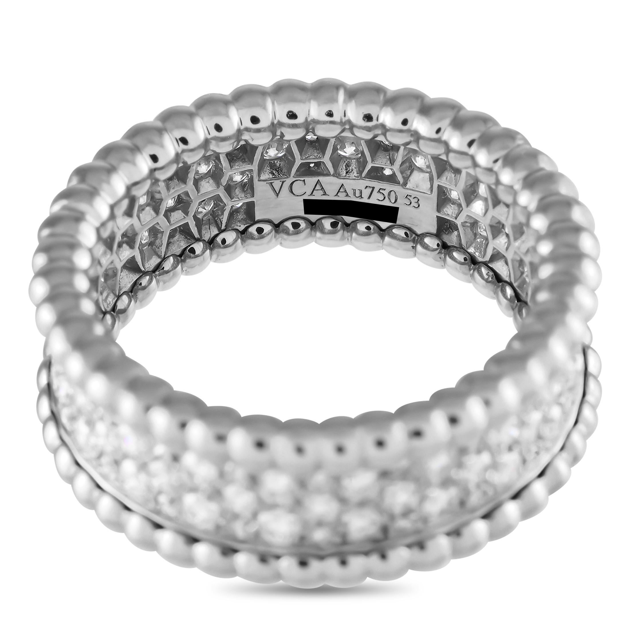 Van Cleef & Arpels Anello Perle in oro bianco 18 carati con 1,11 carati di diamanti VC05-112624 In condizioni ottime in vendita a Southampton, PA