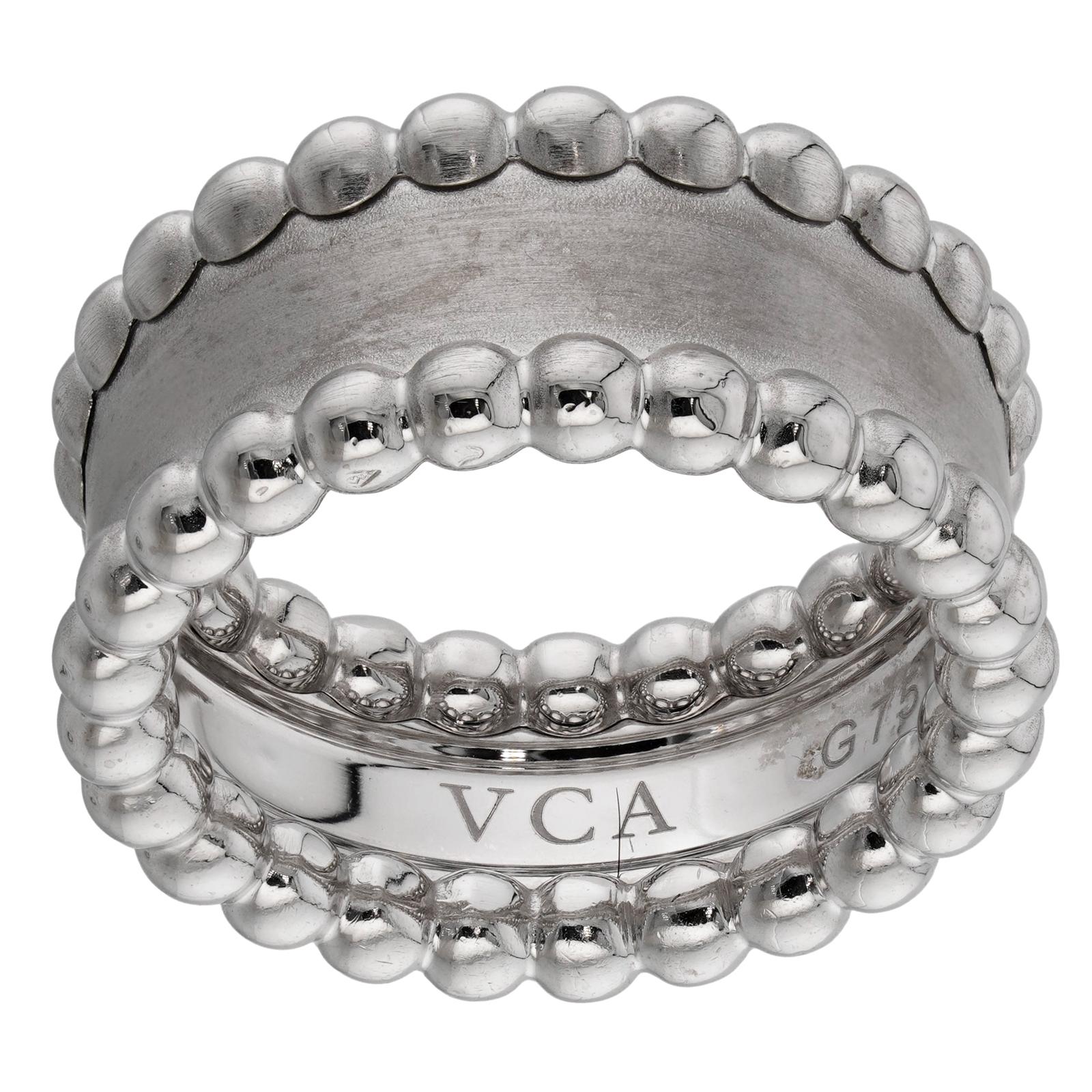 Women's or Men's VAN CLEEF & ARPELS Perle 18k White Gold Band Ring For Sale