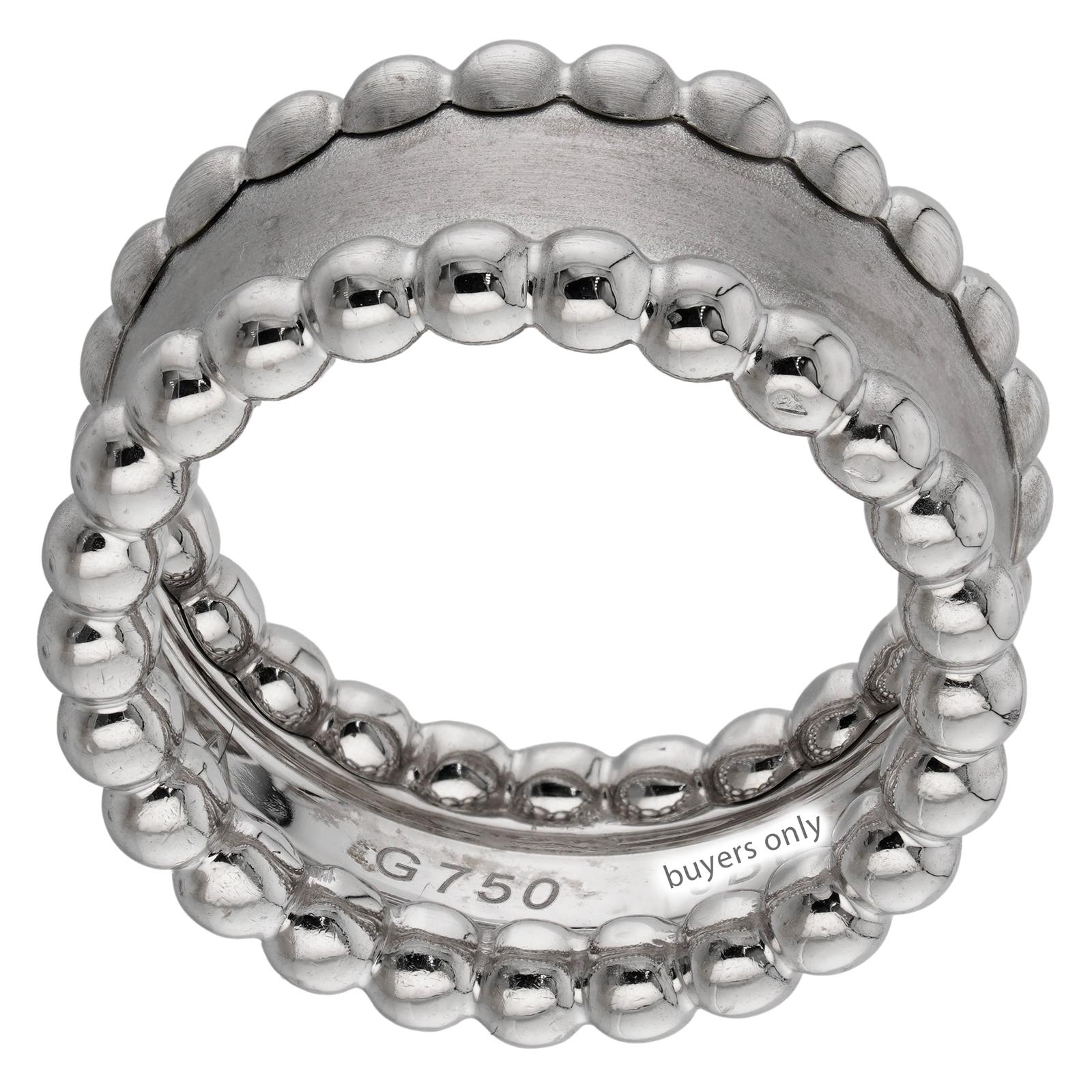 VAN CLEEF & ARPELS Perle 18k White Gold Band Ring For Sale 1