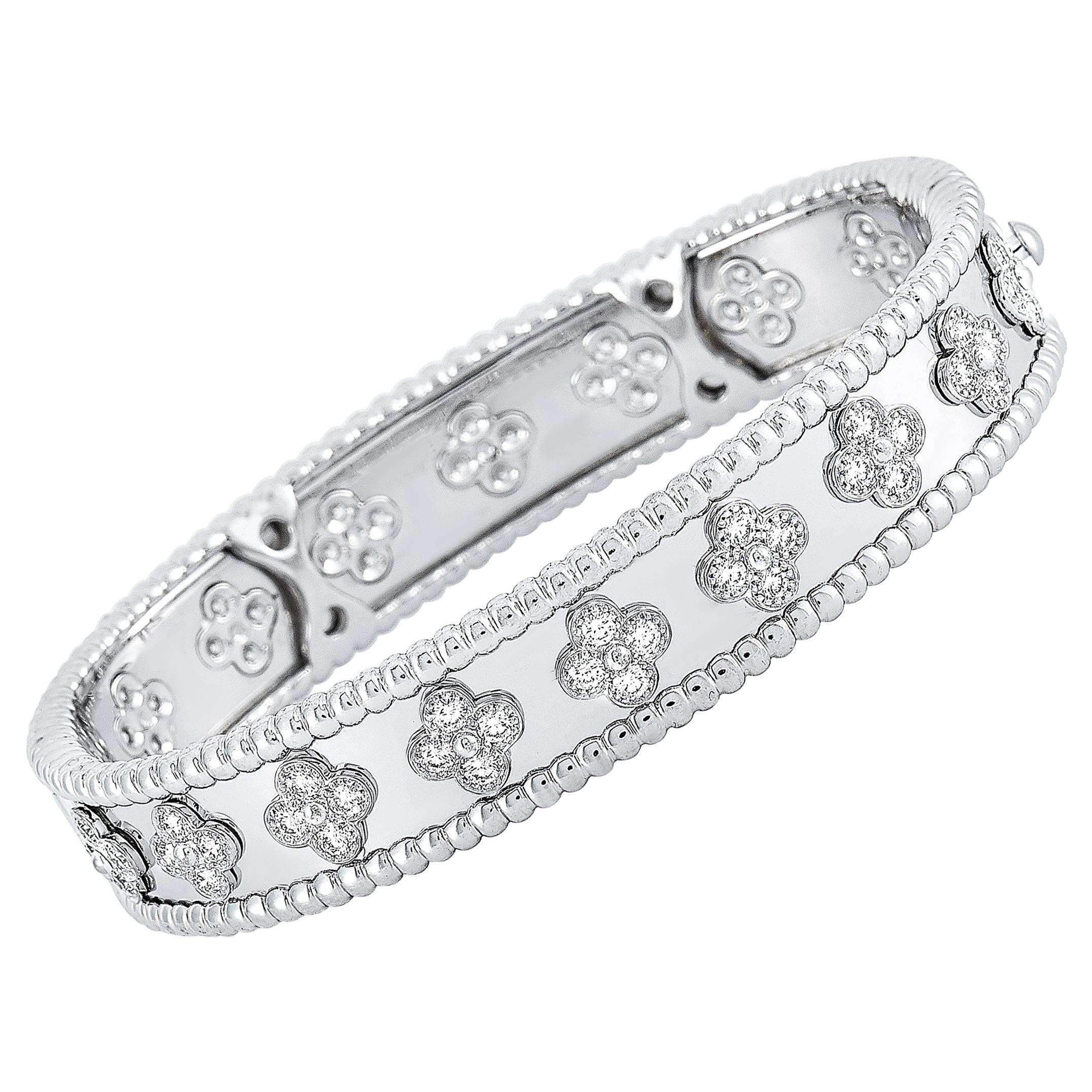 Van Cleef & Arpels Perlée 18 Karat White Gold Diamond Bracelet