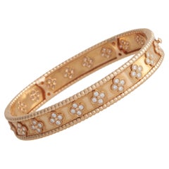 Van Cleef & Arpels Perlee 18K Rose Gold Diamond Bracelet Size Large