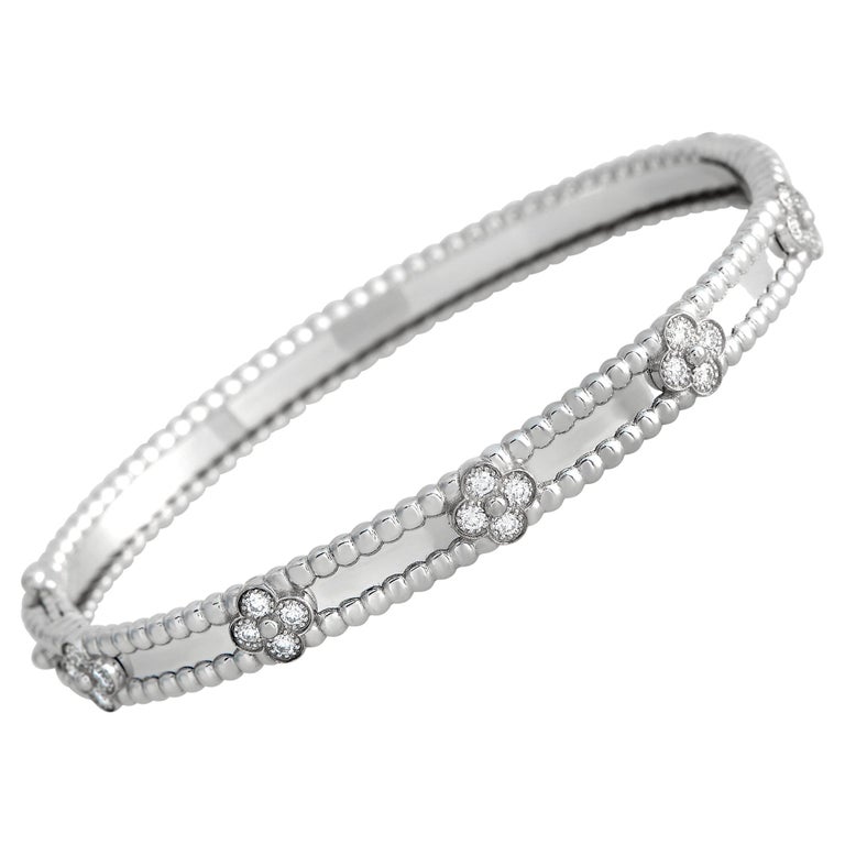 Van Cleef and Arpels Perlee 18K White Gold 0.69 ct Diamond Bracelet Size  Small For Sale at 1stDibs