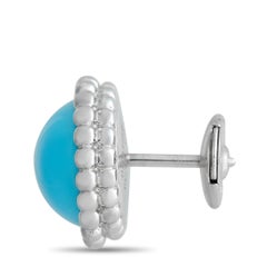 Van Cleef & Arpels Perlee 18K White Gold Turquoise Earrings
