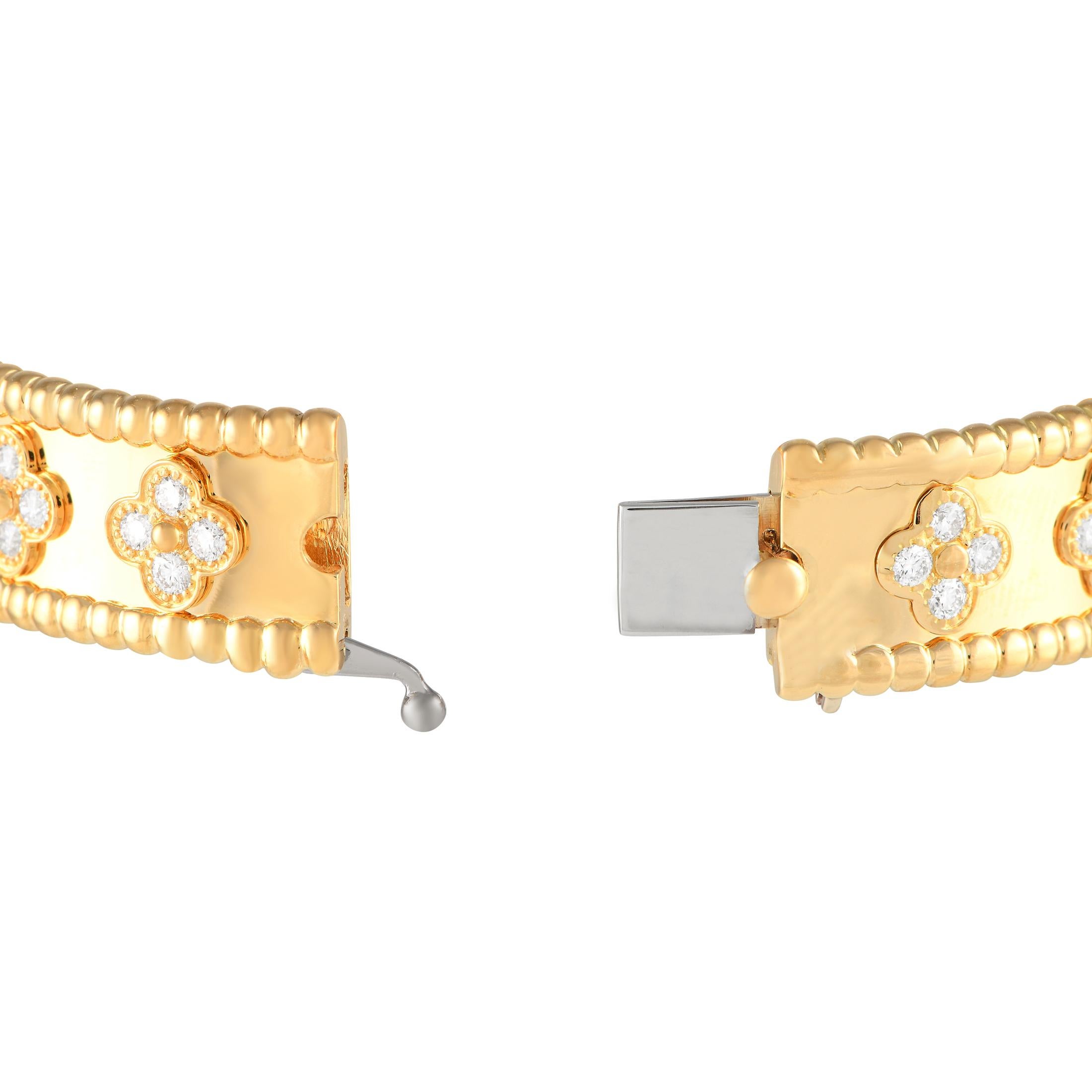 Van Cleef & Arpels Perlee 18K Gelbgold 1,61 Karat Diamantarmband Größe Small (Rundschliff)