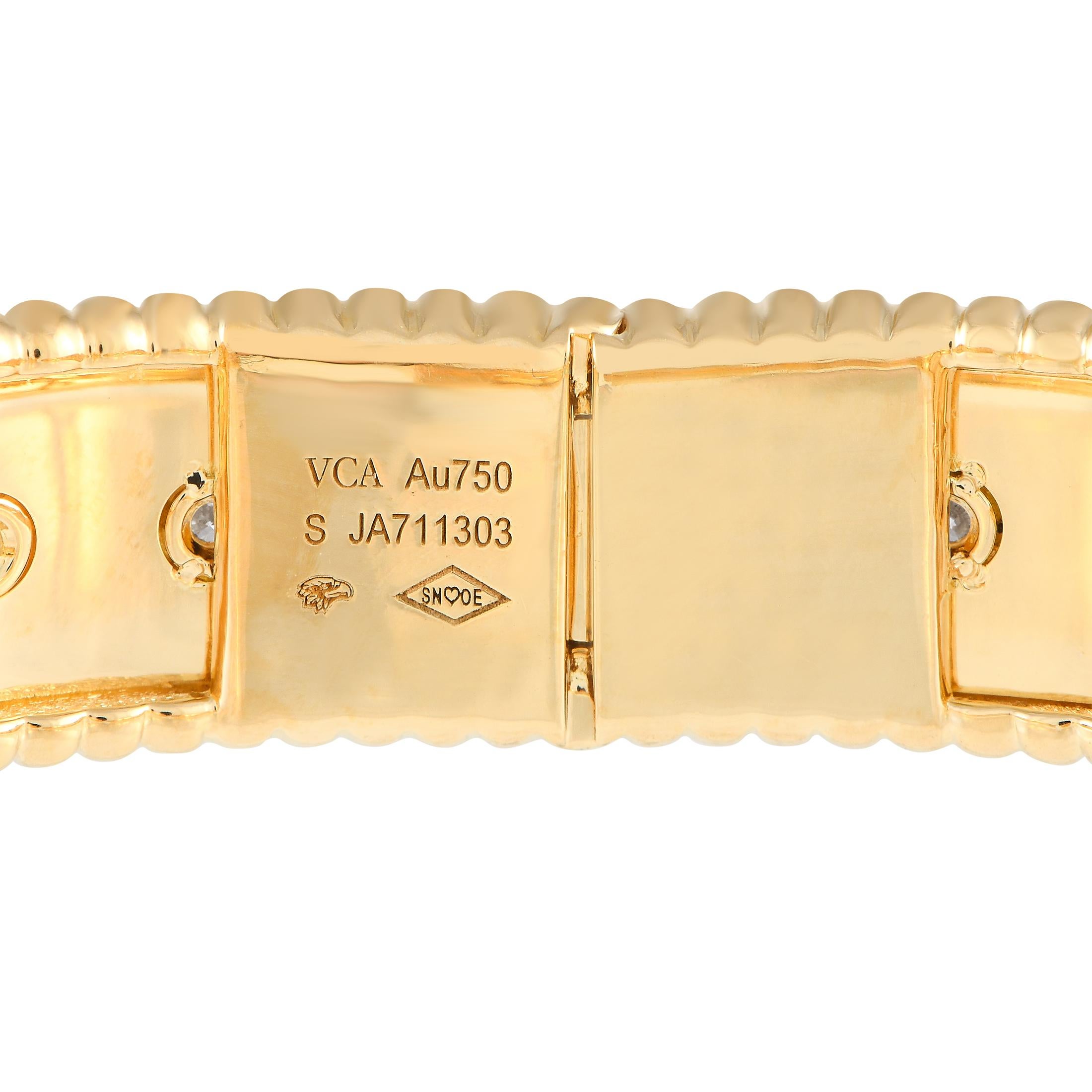 Van Cleef & Arpels Perlee 18K Gelbgold 1,61 Karat Diamantarmband Größe Small im Zustand „Hervorragend“ in Southampton, PA